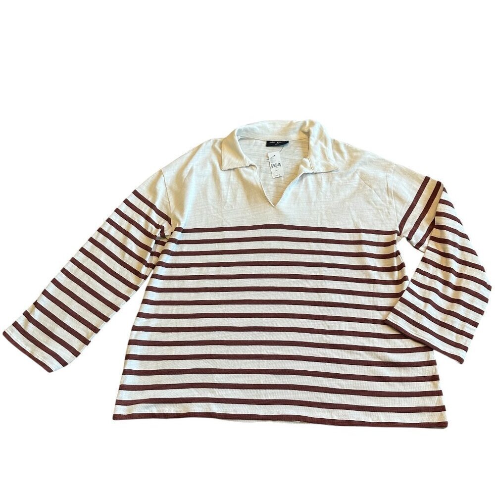 Lane Bryant Pullover Stripe Sweater Collar 100% Cotton Size 18/20 Women's NWT